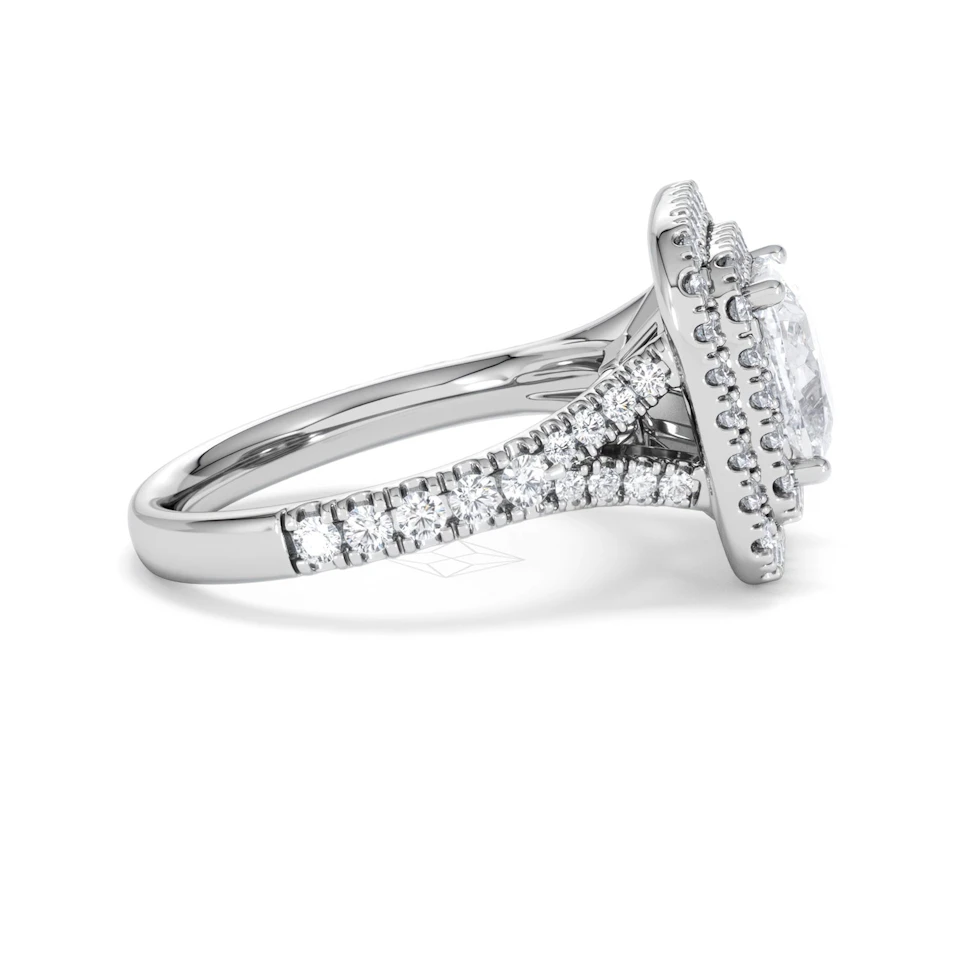 Anastasia Lab Diamond Halo Engagement Ring 18K White Gold 2.70ct F/VS1