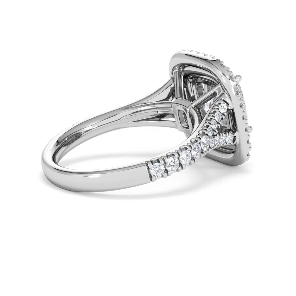 Anastasia Lab Diamond Halo Engagement Ring 18K White Gold 2.70ct F/VS1