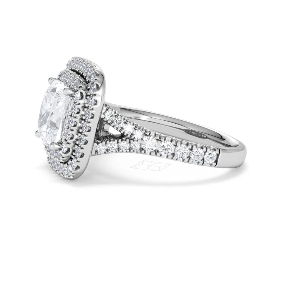 Anastasia Lab Diamond Halo Engagement Ring in Platinum 2.70ct F/VS1