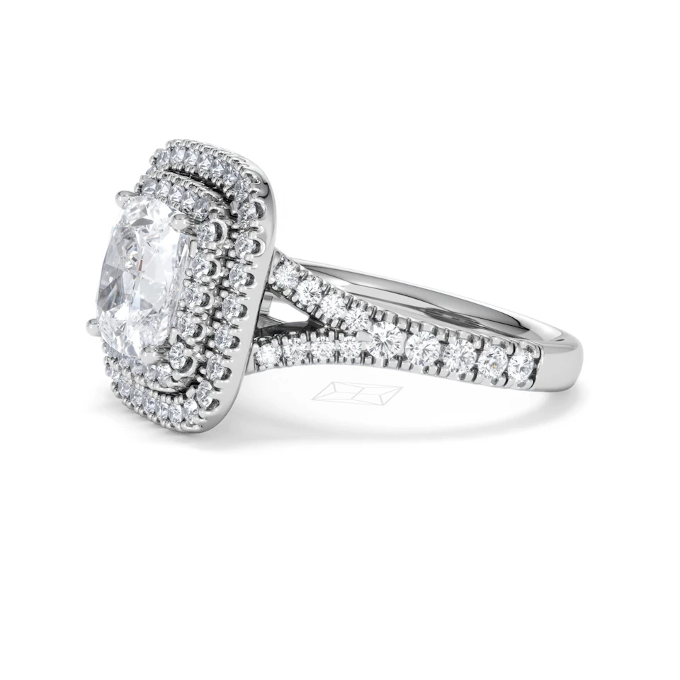 Anastasia Lab Diamond Halo Engagement Ring in Platinum 2.70ct F/VS1