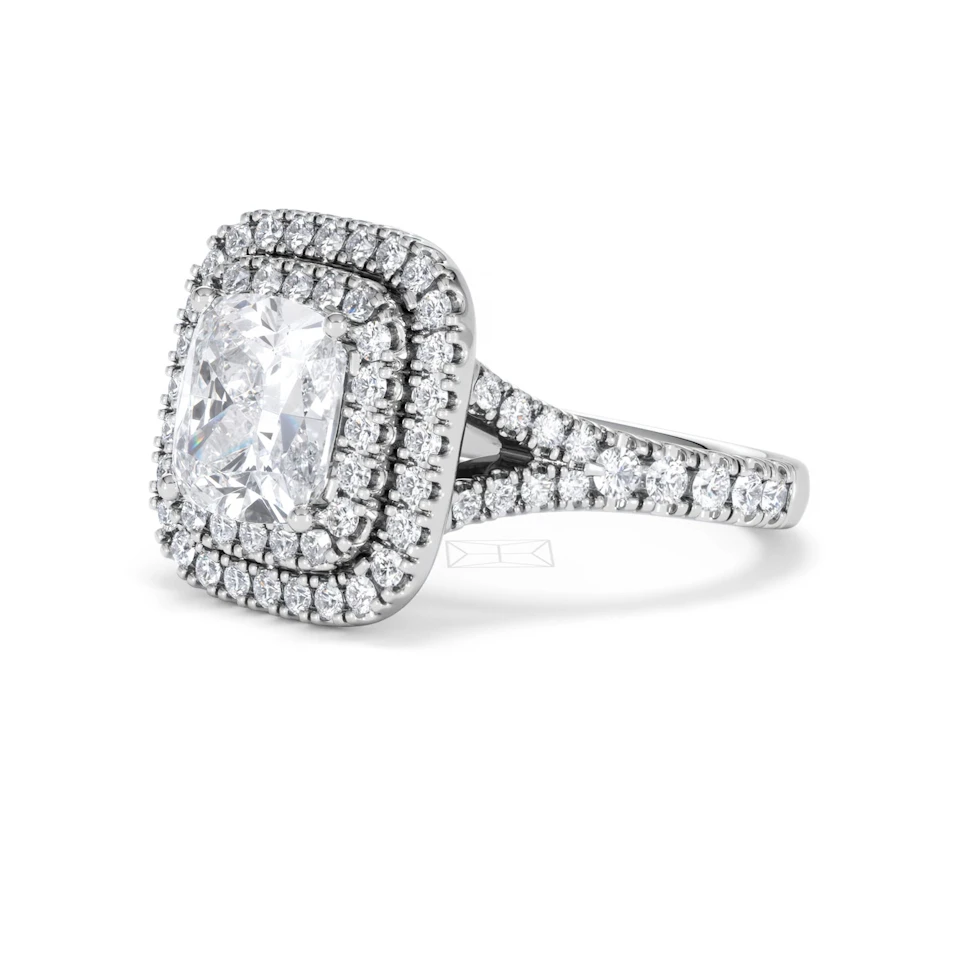 Anastasia Lab Diamond Halo Engagement Ring 18K White Gold 2.70ct F/VS1
