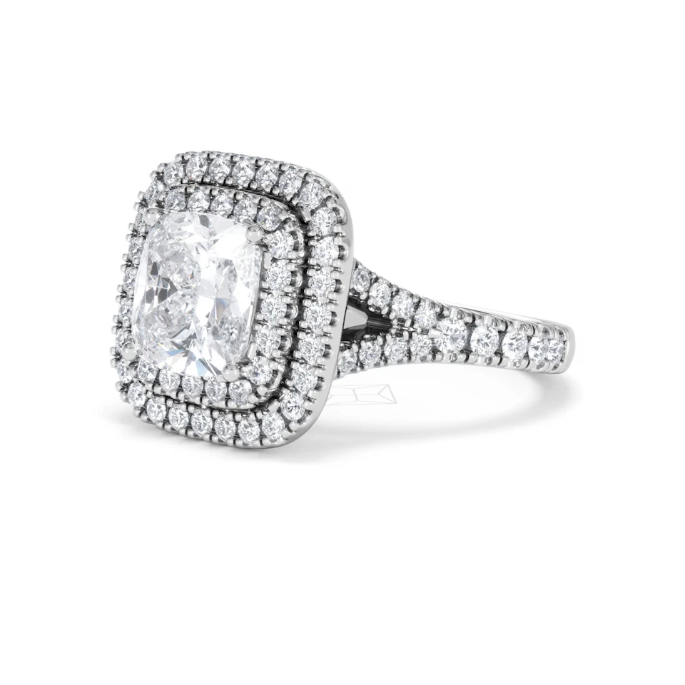 Anastasia Lab Diamond Halo Engagement Ring 18K White Gold 2.70ct F/VS1