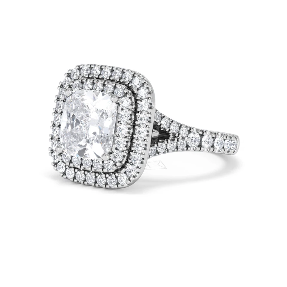 Anastasia Lab Diamond Halo Engagement Ring 18K White Gold 2.70ct F/VS1