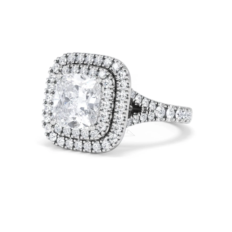 Anastasia Lab Diamond Halo Engagement Ring 18K White Gold 2.70ct F/VS1