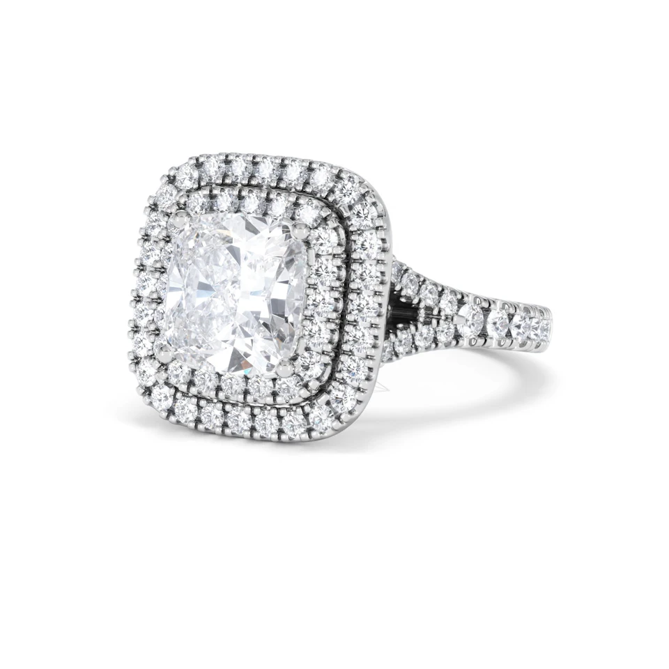 Anastasia Lab Diamond Halo Engagement Ring 18K White Gold 2.70ct F/VS1