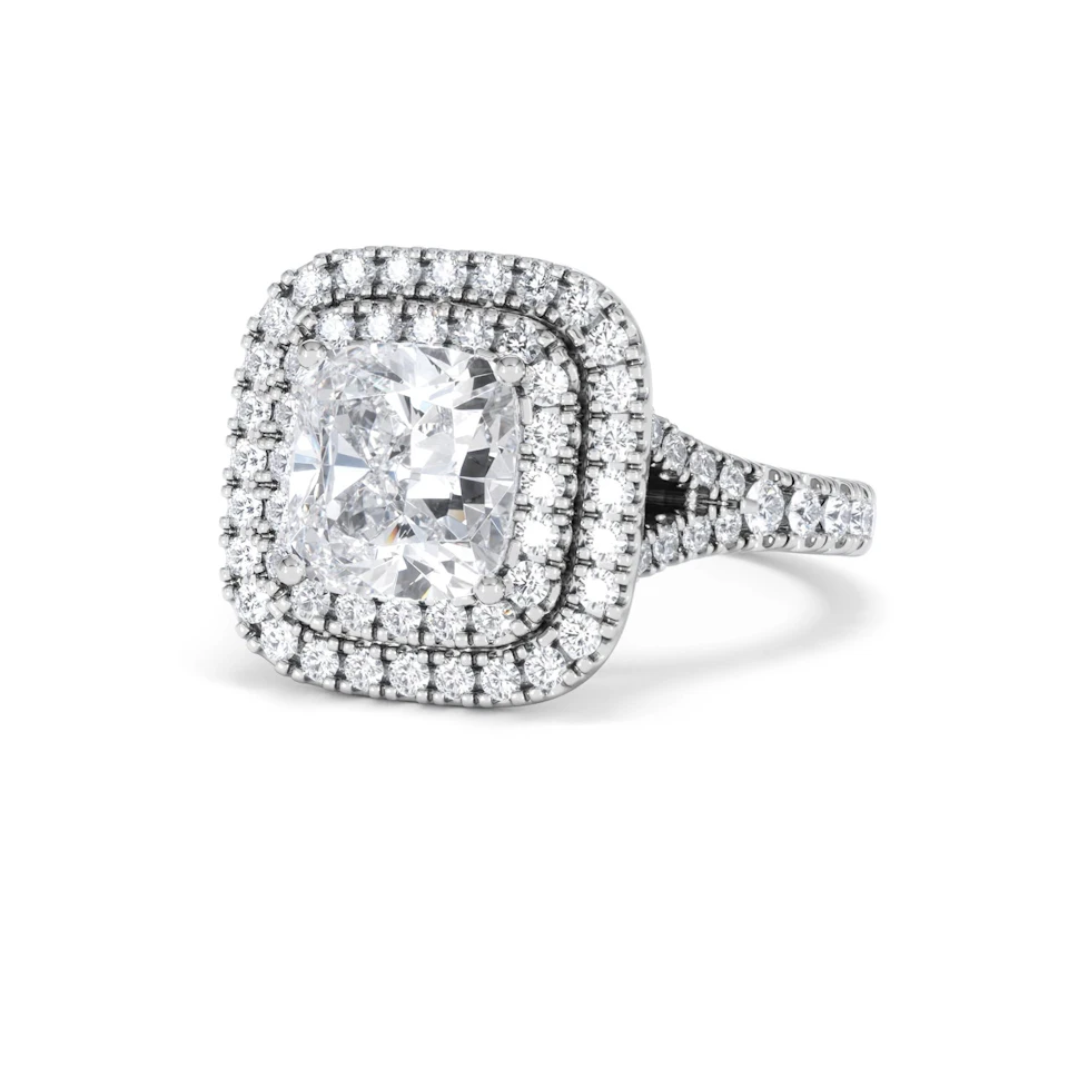 Anastasia Lab Diamond Halo Engagement Ring 18K White Gold 2.70ct F/VS1