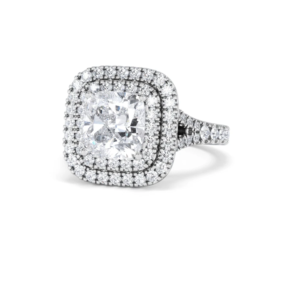 Anastasia Lab Diamond Halo Engagement Ring 18K White Gold 2.70ct F/VS1