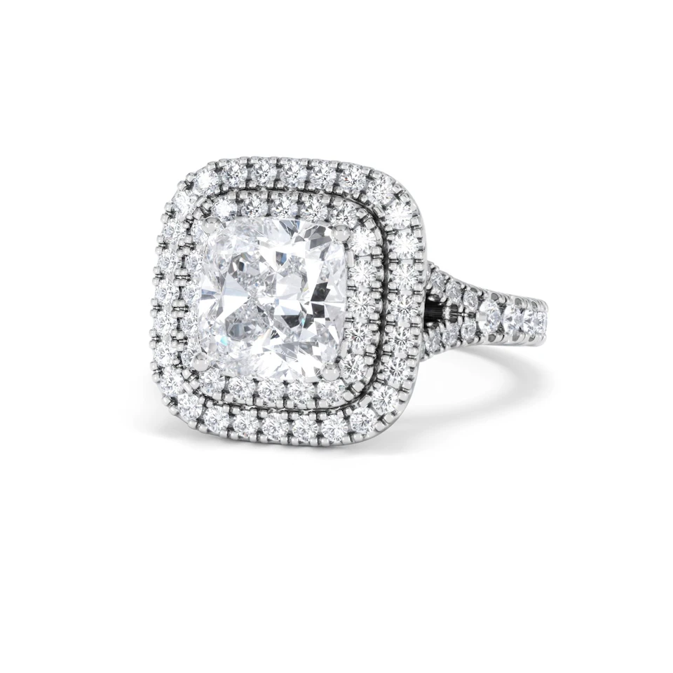 Anastasia Lab Diamond Halo Engagement Ring in Platinum 2.70ct F/VS1
