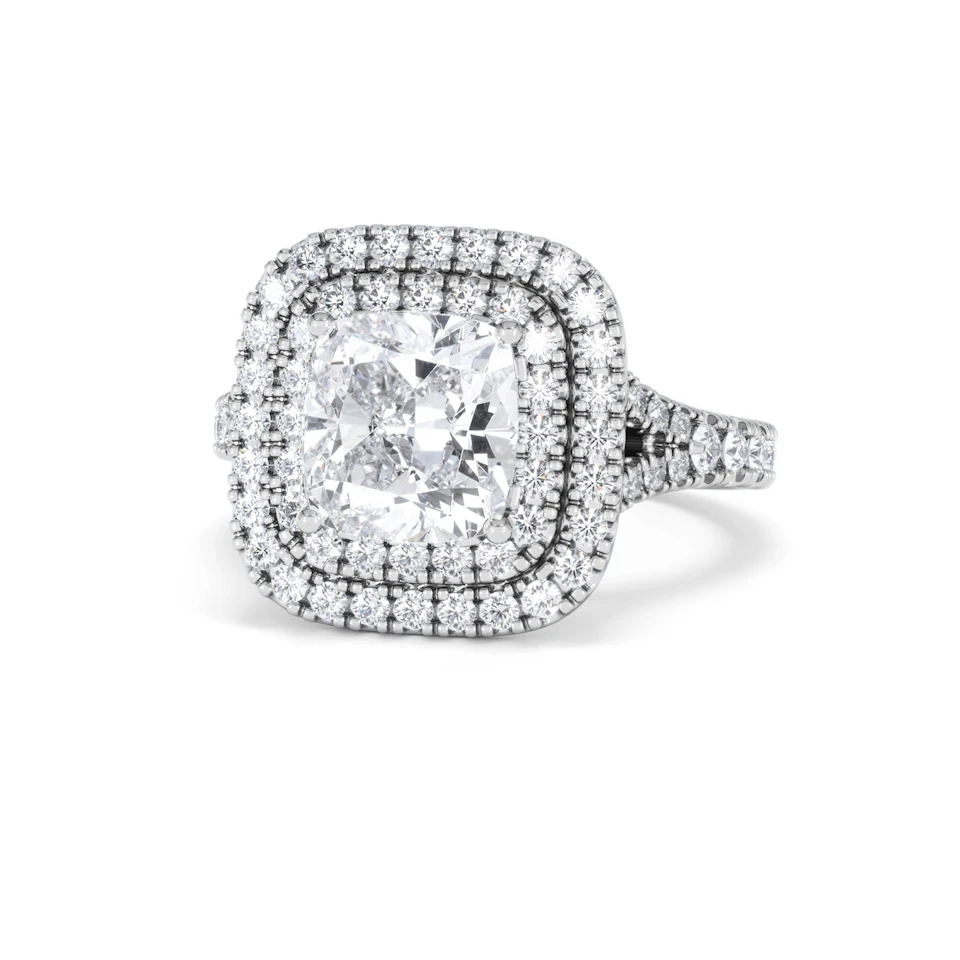 Anastasia Lab Diamond Halo Engagement Ring 18K White Gold 2.70ct F/VS1