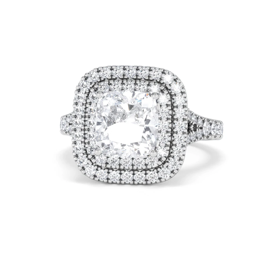 Anastasia Lab Diamond Halo Engagement Ring 18K White Gold 2.70ct F/VS1