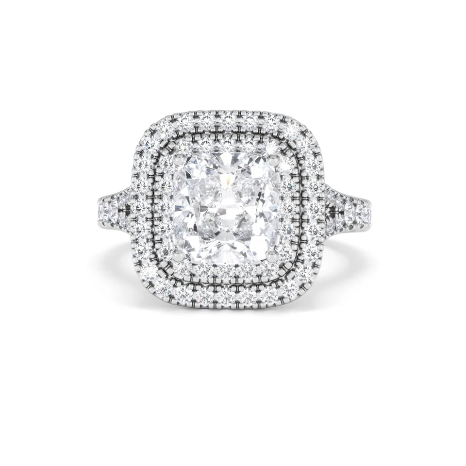 Anastasia Lab Diamond Halo Engagement Ring 18K White Gold 2.70ct F/VS1