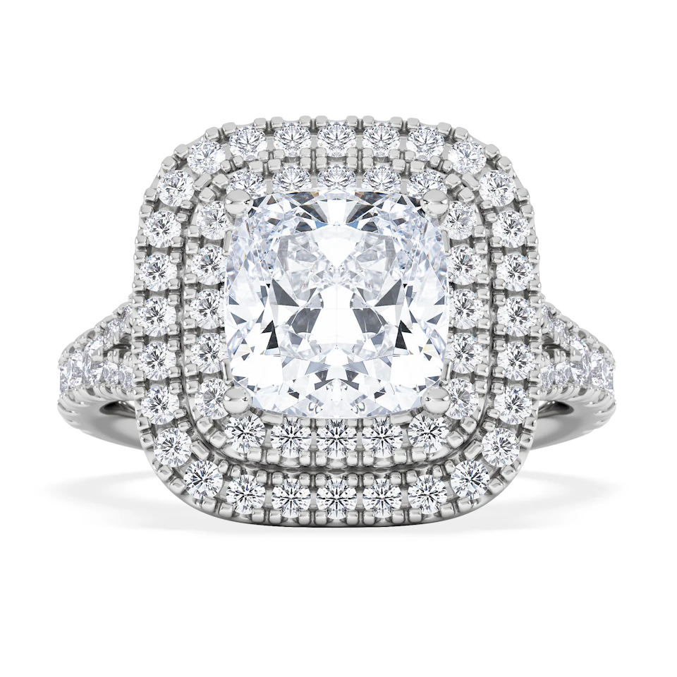 Anastasia Lab Diamond Halo Engagement Ring 18K White Gold 2.70ct F/VS1