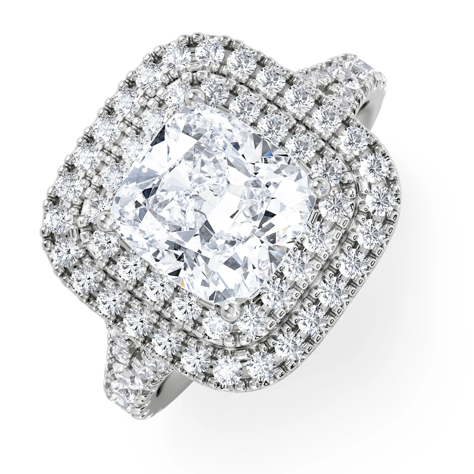 Anastasia Lab Diamond Halo Engagement Ring in Platinum 2.70ct F/VS1