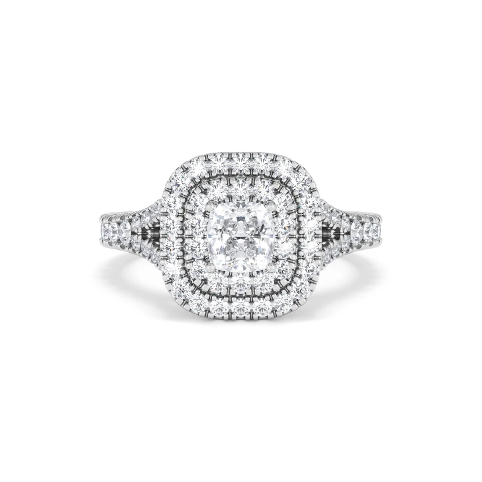 Anastasia Diamond Halo Engagement Ring 18K White Gold 1.30ct G/VS2