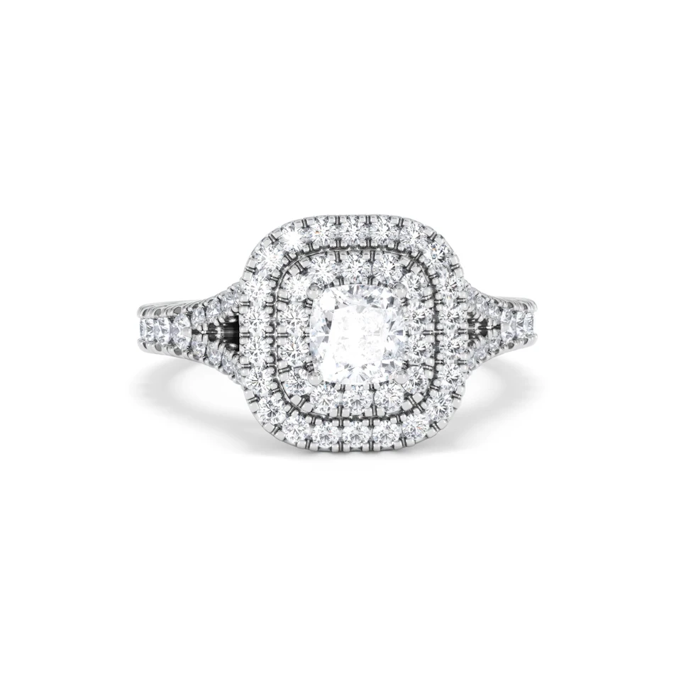 Anastasia Diamond Halo Engagement Ring 18K White Gold 1.30ct G/SI2
