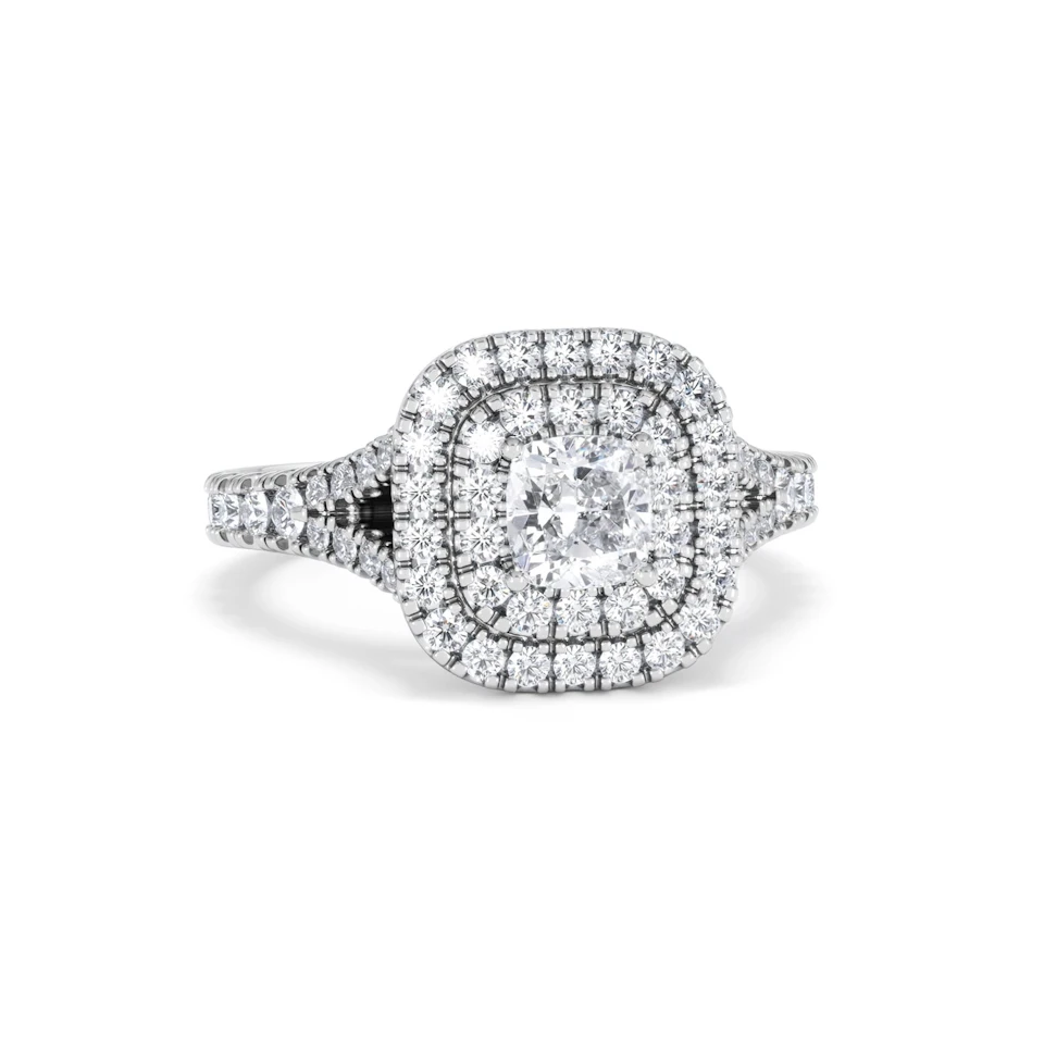 Anastasia Diamond Halo Engagement Ring in Platinum 1.30ct G/VS2