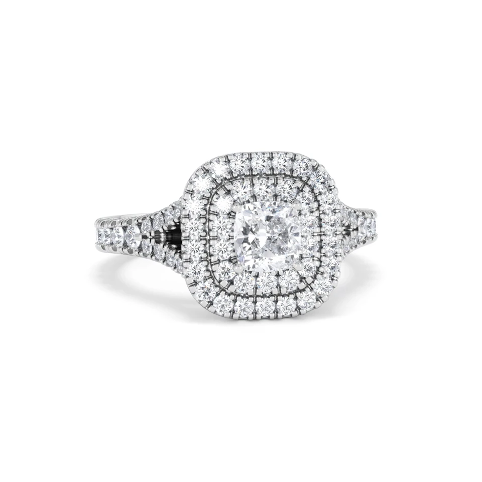 Anastasia Diamond Halo Engagement Ring 18K White Gold 1.30ct G/VS2
