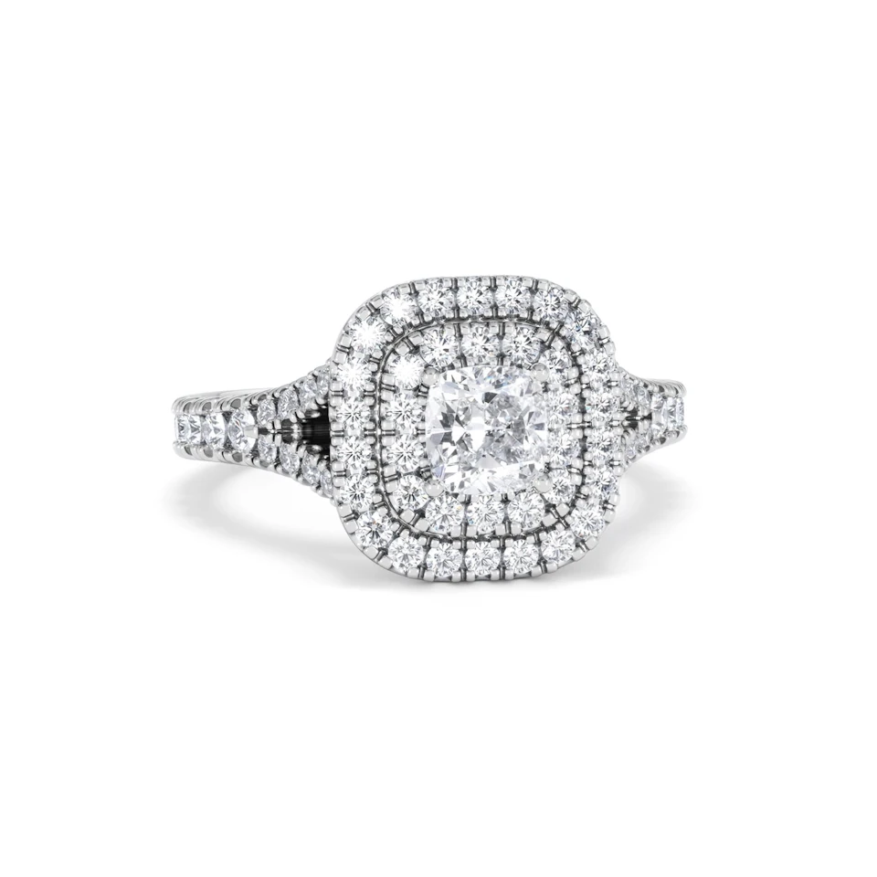 Anastasia Diamond Halo Engagement Ring 18K White Gold 1.30ct G/SI2