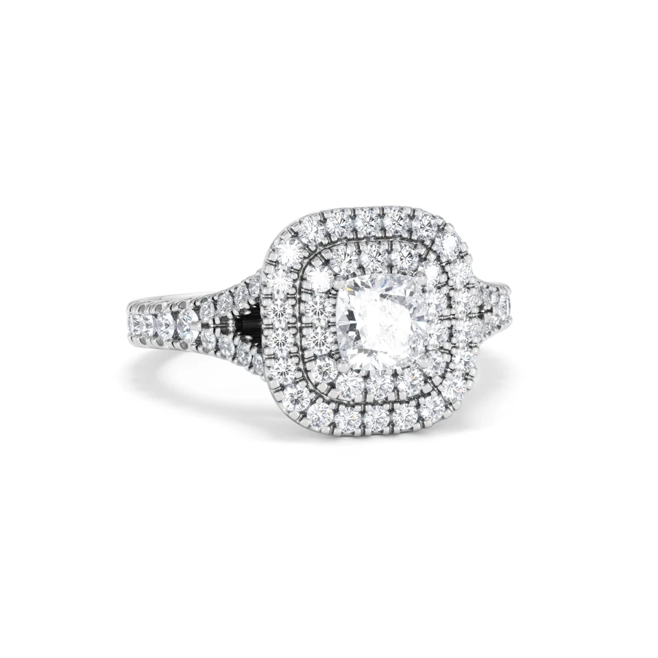 Anastasia Lab Diamond Halo Engagement Ring in Platinum 1.30ct F/VS1