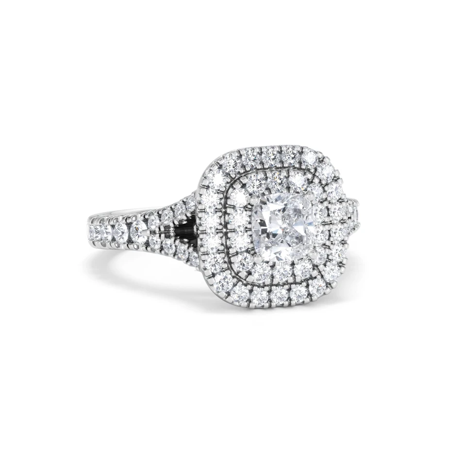 Anastasia Diamond Halo Engagement Ring 18K White Gold 1.30ct G/VS2