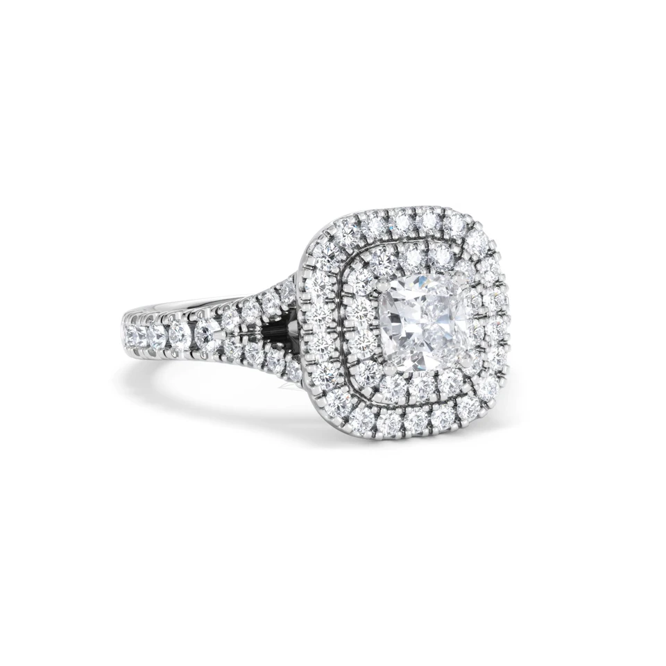 Anastasia Diamond Halo Engagement Ring 18K White Gold 1.30ct G/SI2