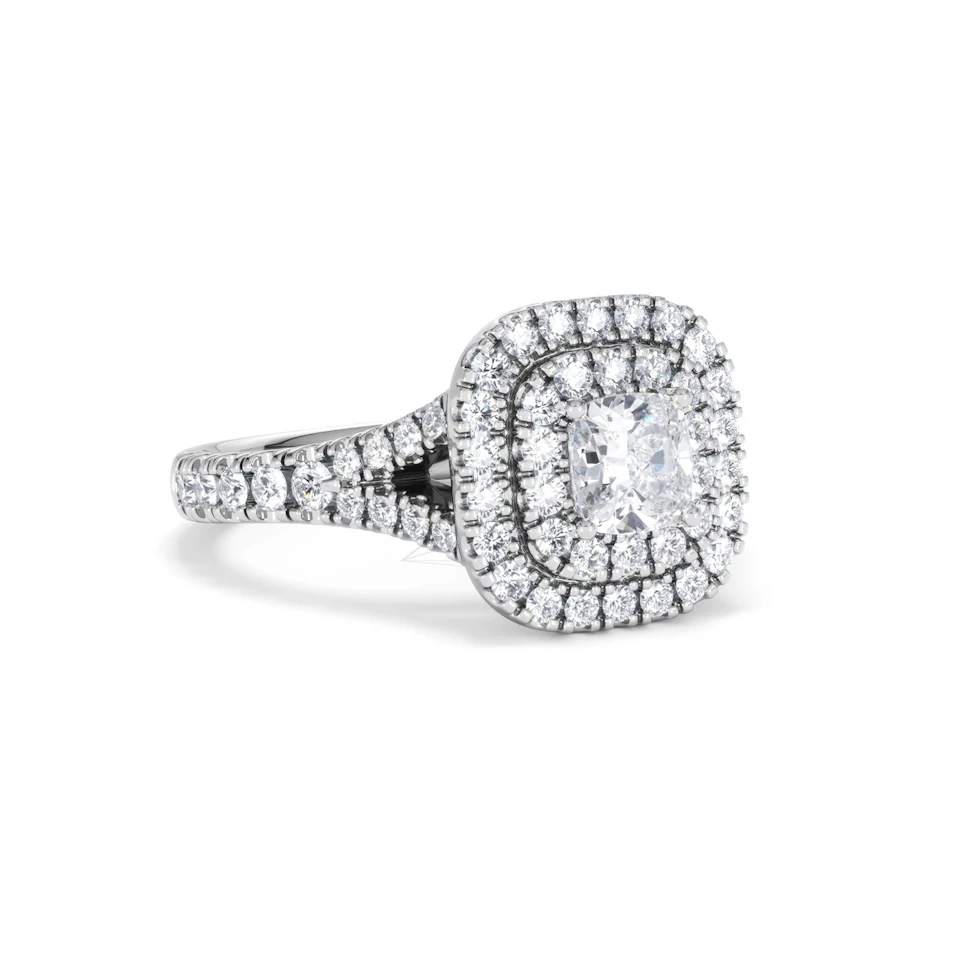Anastasia Diamond Halo Engagement Ring 18K White Gold 1.30ct G/VS2