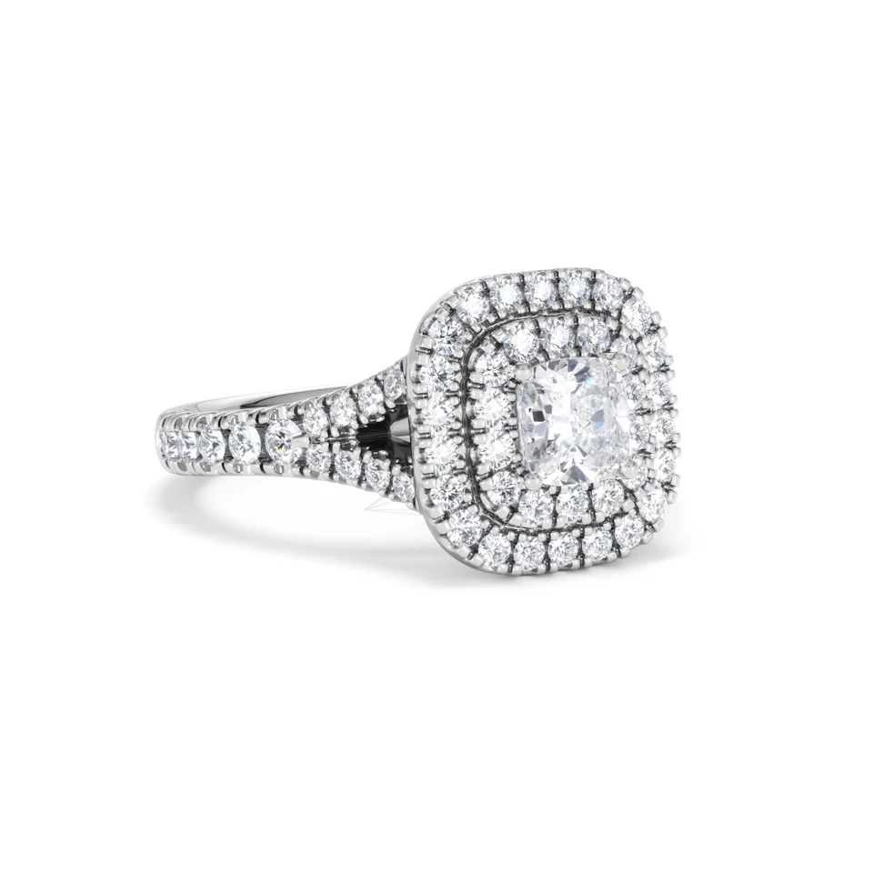 Anastasia Diamond Halo Engagement Ring 18K White Gold 1.30ct G/SI2
