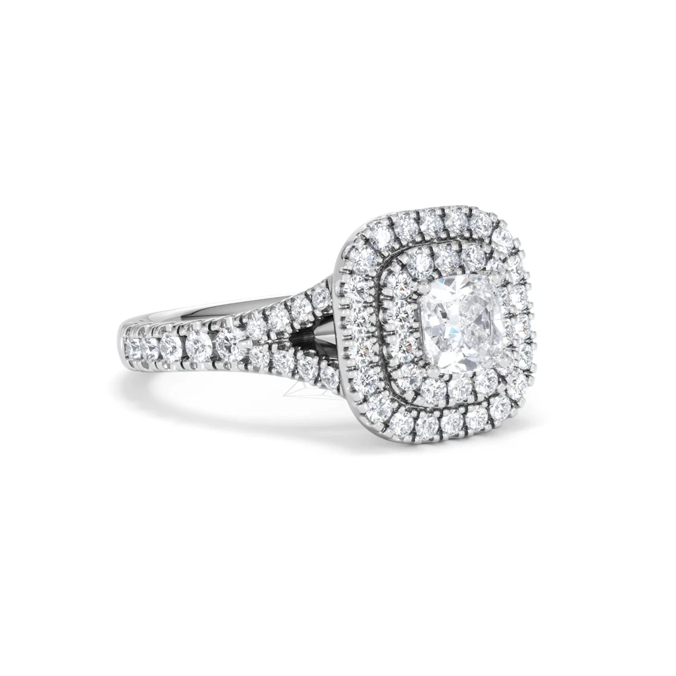 Anastasia Diamond Halo Engagement Ring 18K White Gold 1.30ct G/SI2