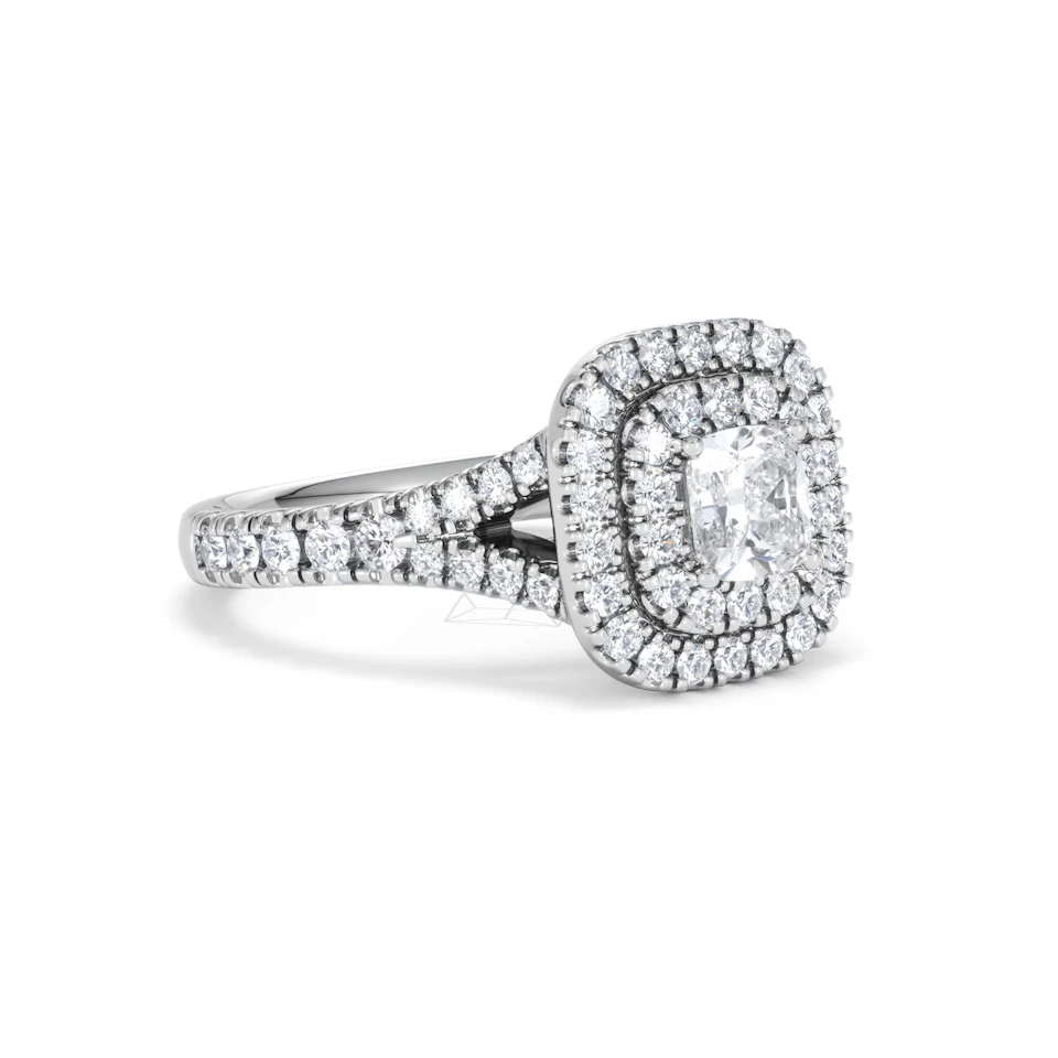Anastasia Diamond Halo Engagement Ring 18K White Gold 1.30ct G/VS2
