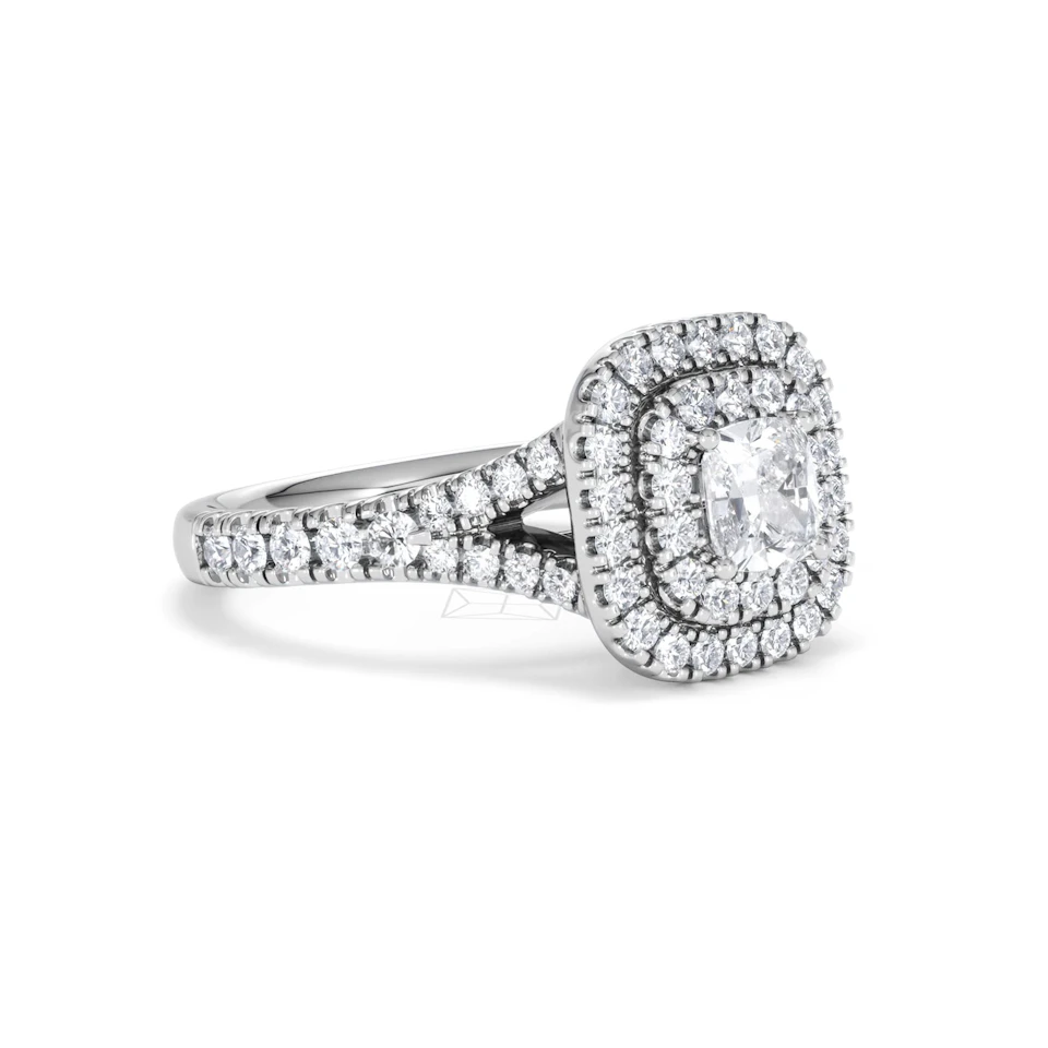 Anastasia Diamond Halo Engagement Ring 18K White Gold 1.30ct G/VS2