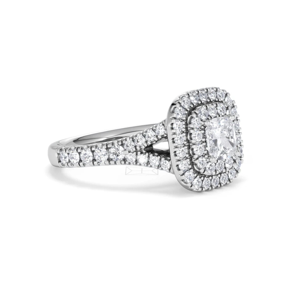 Anastasia Diamond Halo Engagement Ring in Platinum 1.30ct G/VS2