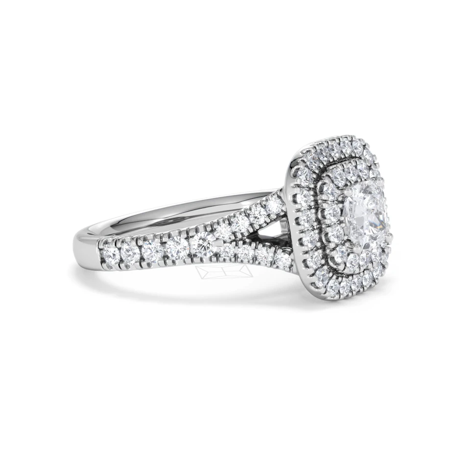 Anastasia Diamond Halo Engagement Ring 18K White Gold 1.30ct G/VS2