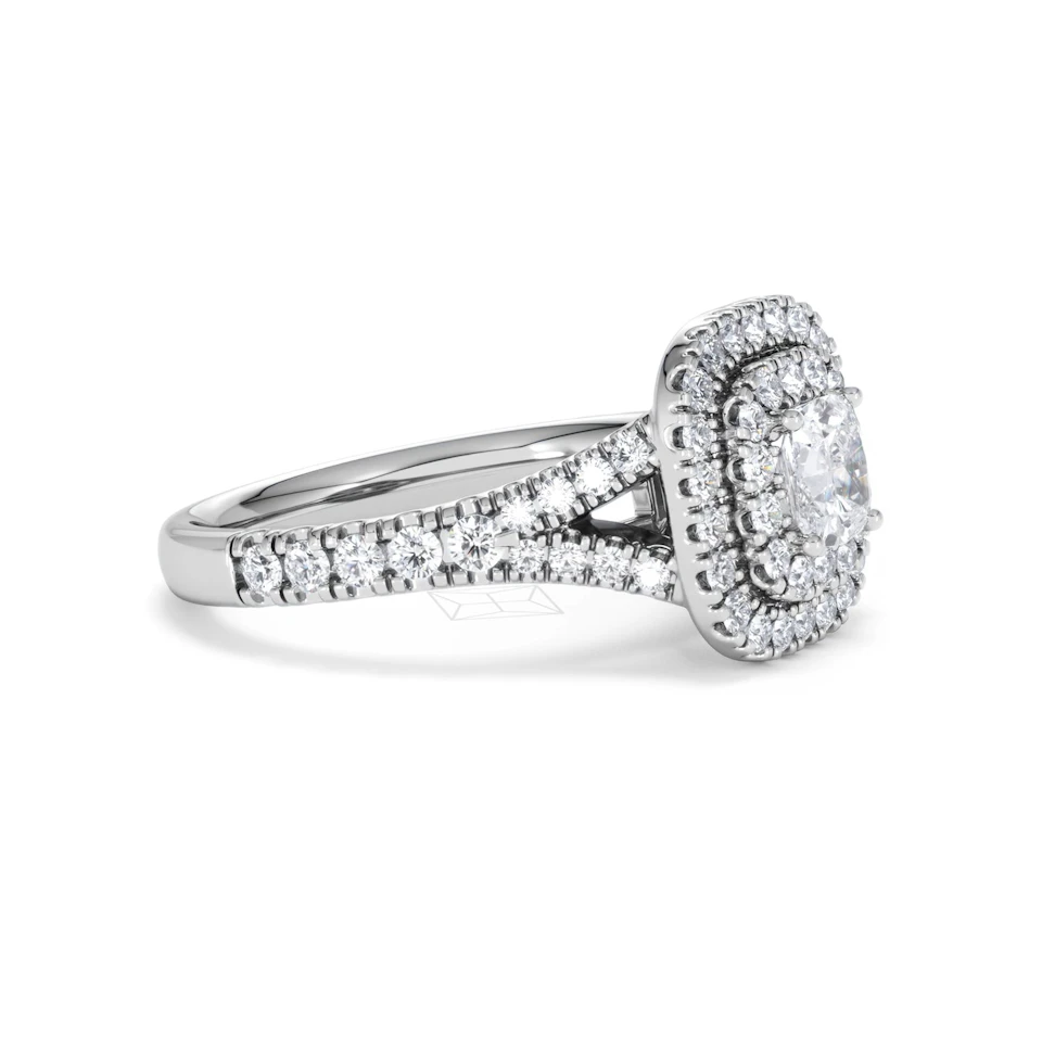 Anastasia Diamond Halo Engagement Ring 18K White Gold 1.30ct G/SI2