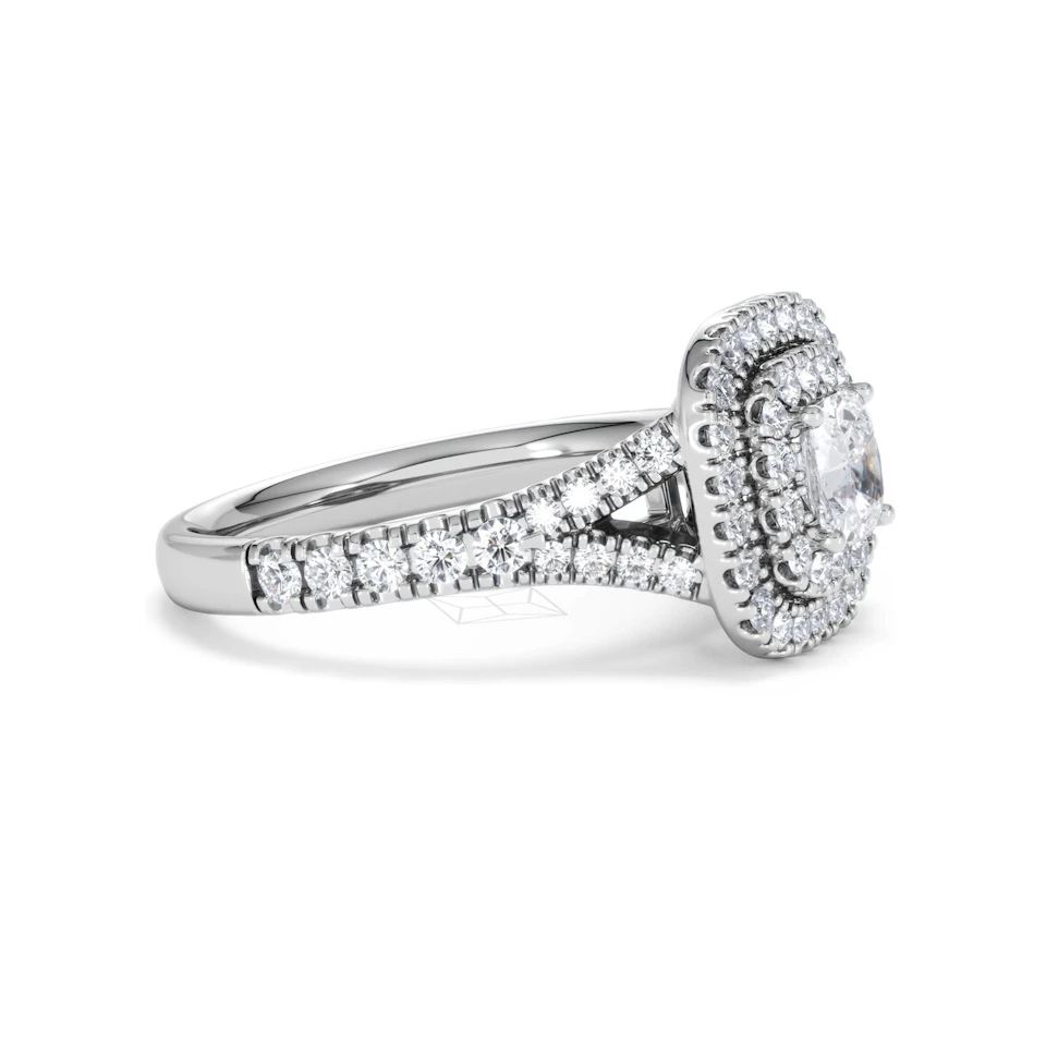 Anastasia Diamond Halo Engagement Ring 18K White Gold 1.30ct G/SI2