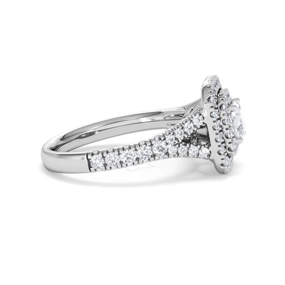 Anastasia Diamond Halo Engagement Ring 18K White Gold 1.30ct G/SI2