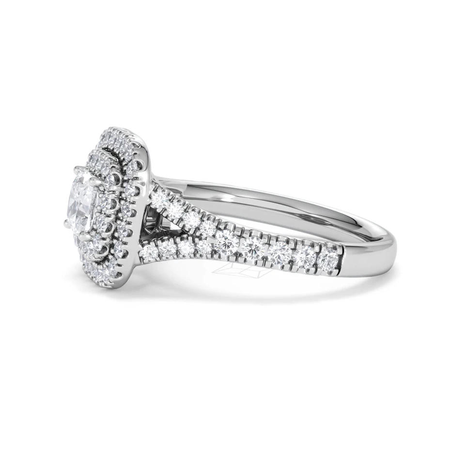 Anastasia Diamond Halo Engagement Ring 18K White Gold 1.30ct G/VS2
