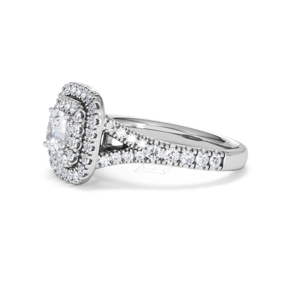 Anastasia Diamond Halo Engagement Ring 18K White Gold 1.30ct G/VS2