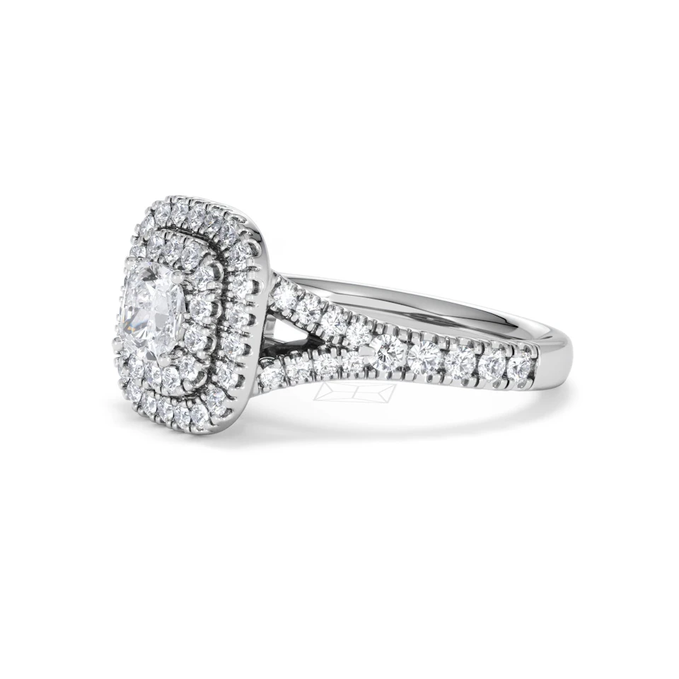 Anastasia Diamond Halo Engagement Ring 18K White Gold 1.30ct G/SI2