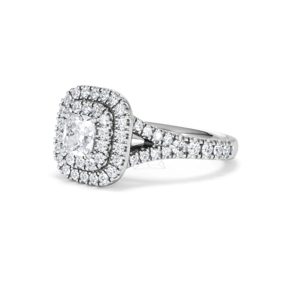 Anastasia Diamond Halo Engagement Ring 18K White Gold 1.30ct G/SI2