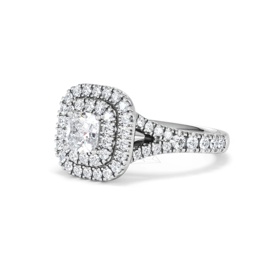 Anastasia Diamond Halo Engagement Ring 18K White Gold 1.30ct G/SI2