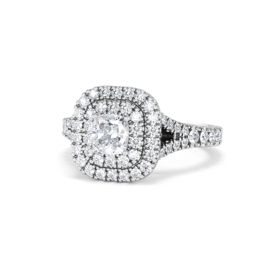 Anastasia Diamond Halo Engagement Ring 18K White Gold 1.30ct G/SI2