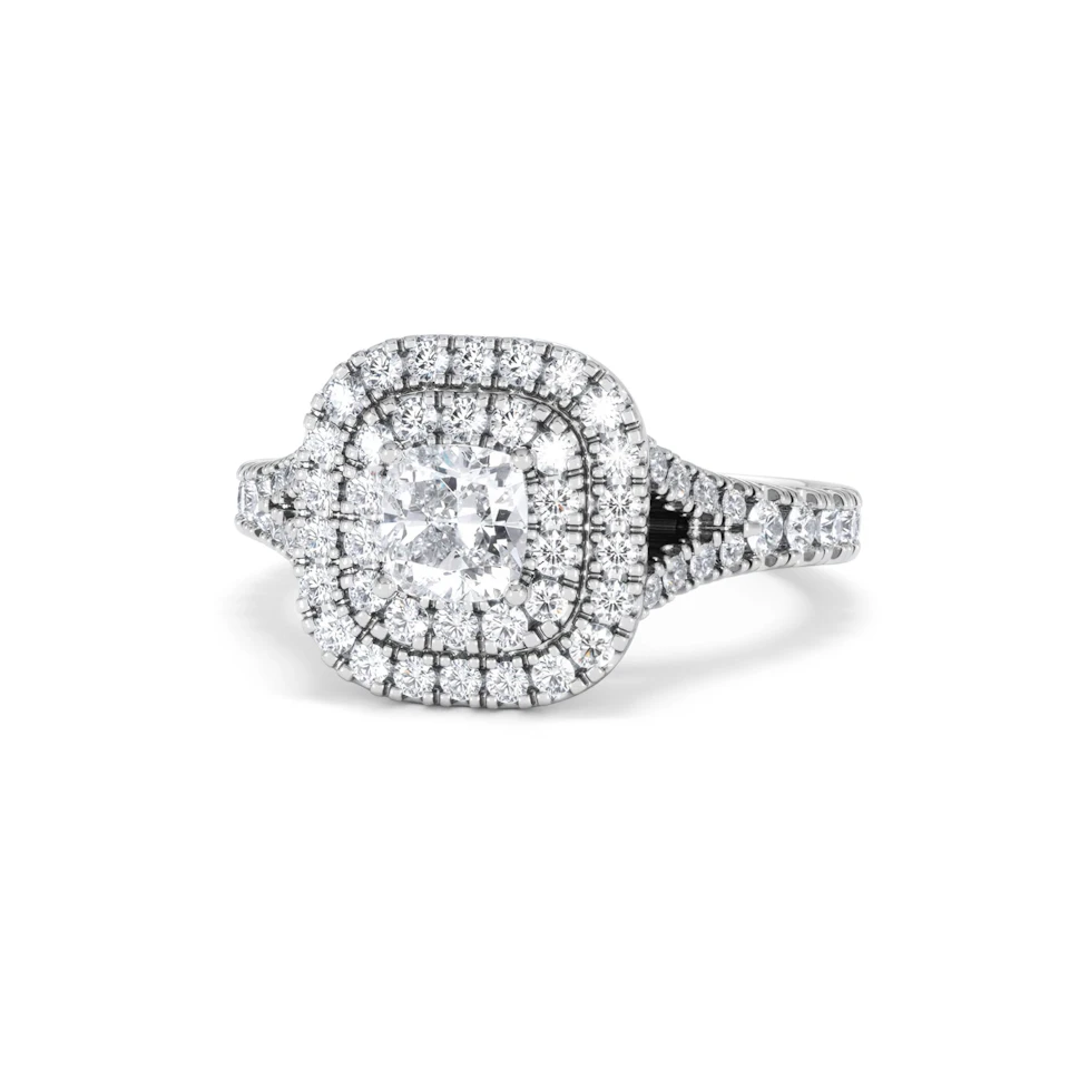 Anastasia Diamond Halo Engagement Ring 18K White Gold 1.30ct G/VS2
