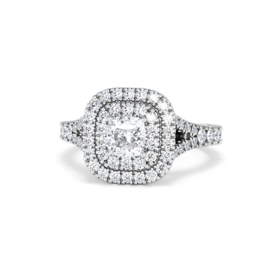 Anastasia Diamond Halo Engagement Ring 18K White Gold 1.30ct G/VS2