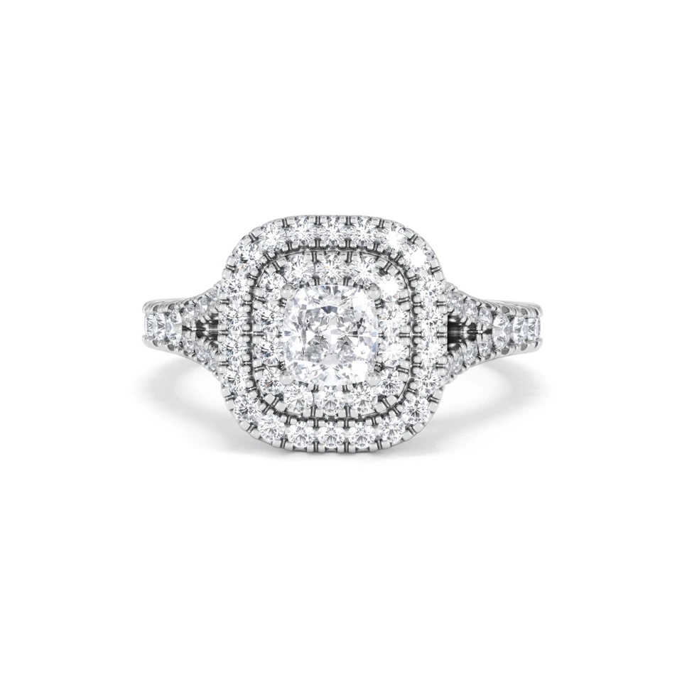 Anastasia Diamond Halo Engagement Ring 18K White Gold 1.30ct G/VS2
