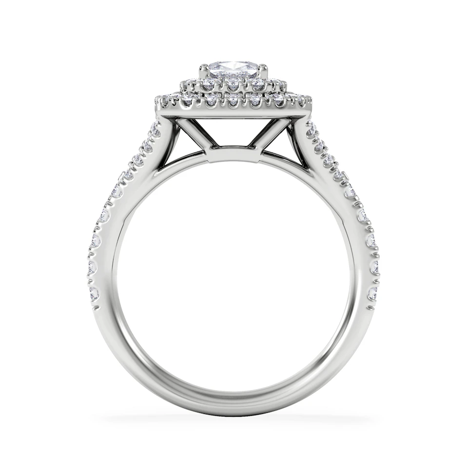 Anastasia Lab Diamond Halo Engagement Ring 18K White Gold 1.30ct F/VS1