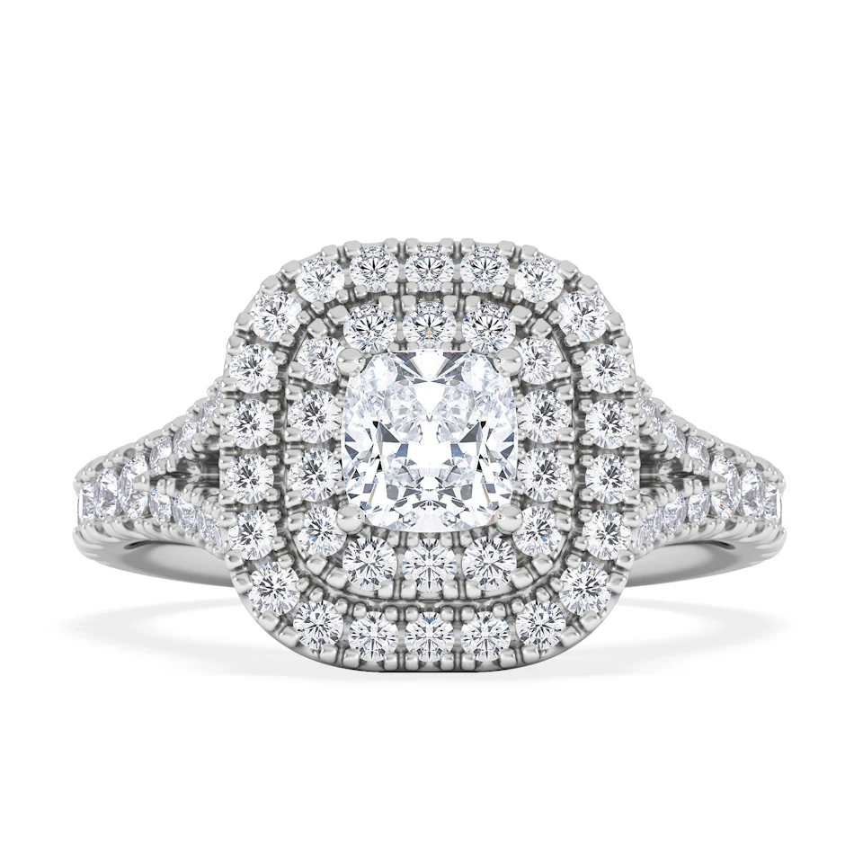 Anastasia Diamond Halo Engagement Ring 18K White Gold 1.30ct G/SI2