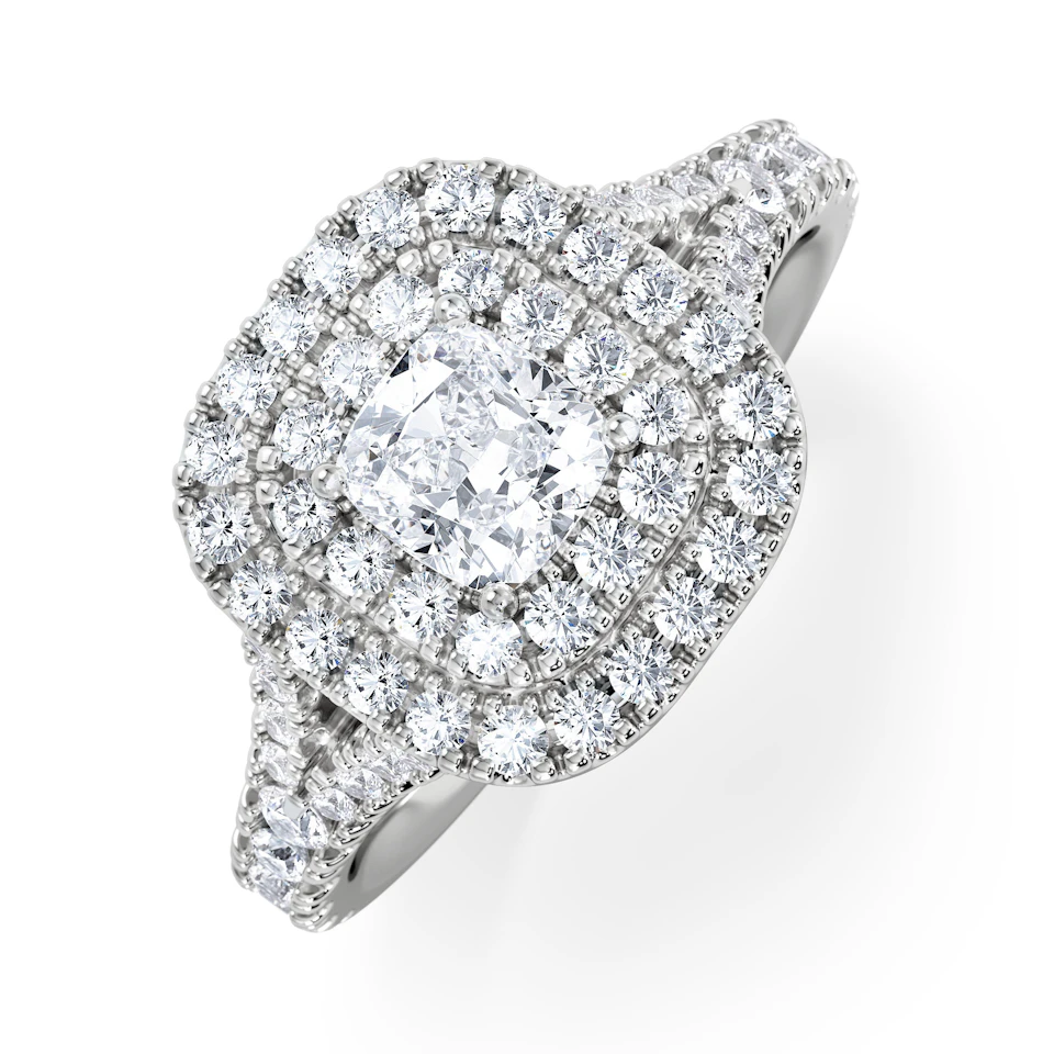 Anastasia Lab Diamond Halo Engagement Ring in Platinum 1.30ct F/VS1