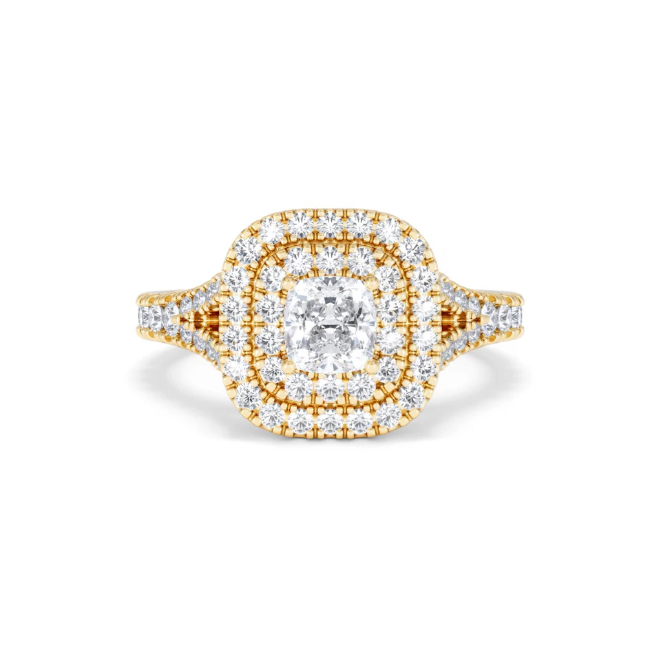 Anastasia Diamond Halo Engagement Ring in 18K Gold 1.30ct G/VS2