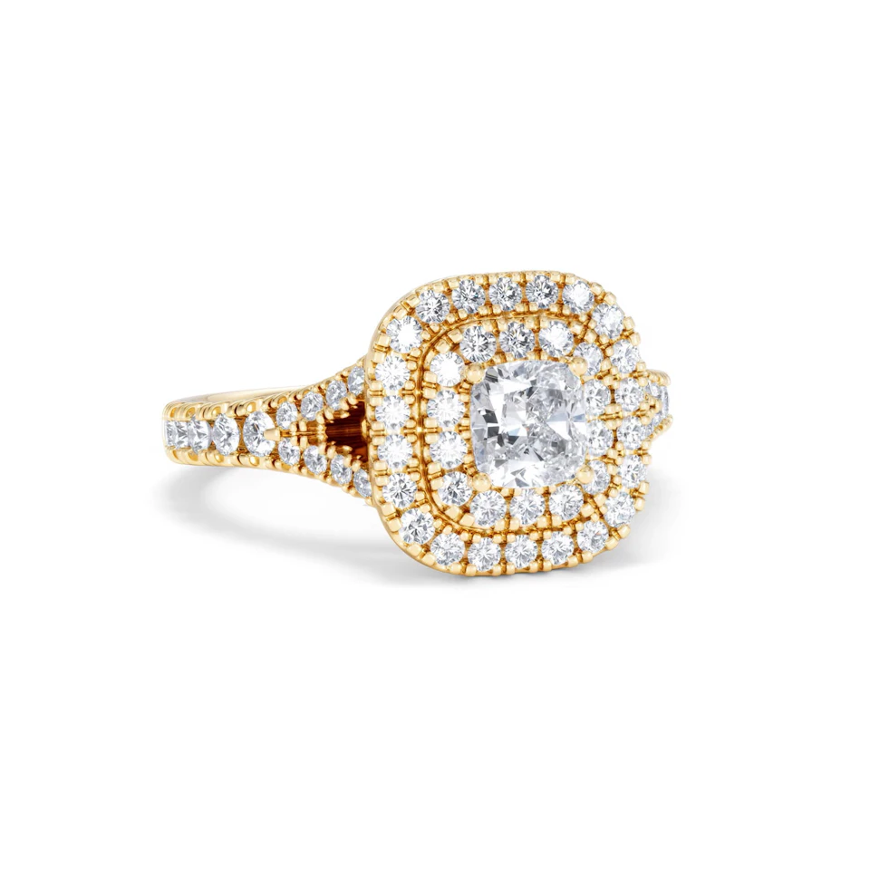Anastasia Diamond Halo Engagement Ring in 18K Gold 1.30ct G/VS2