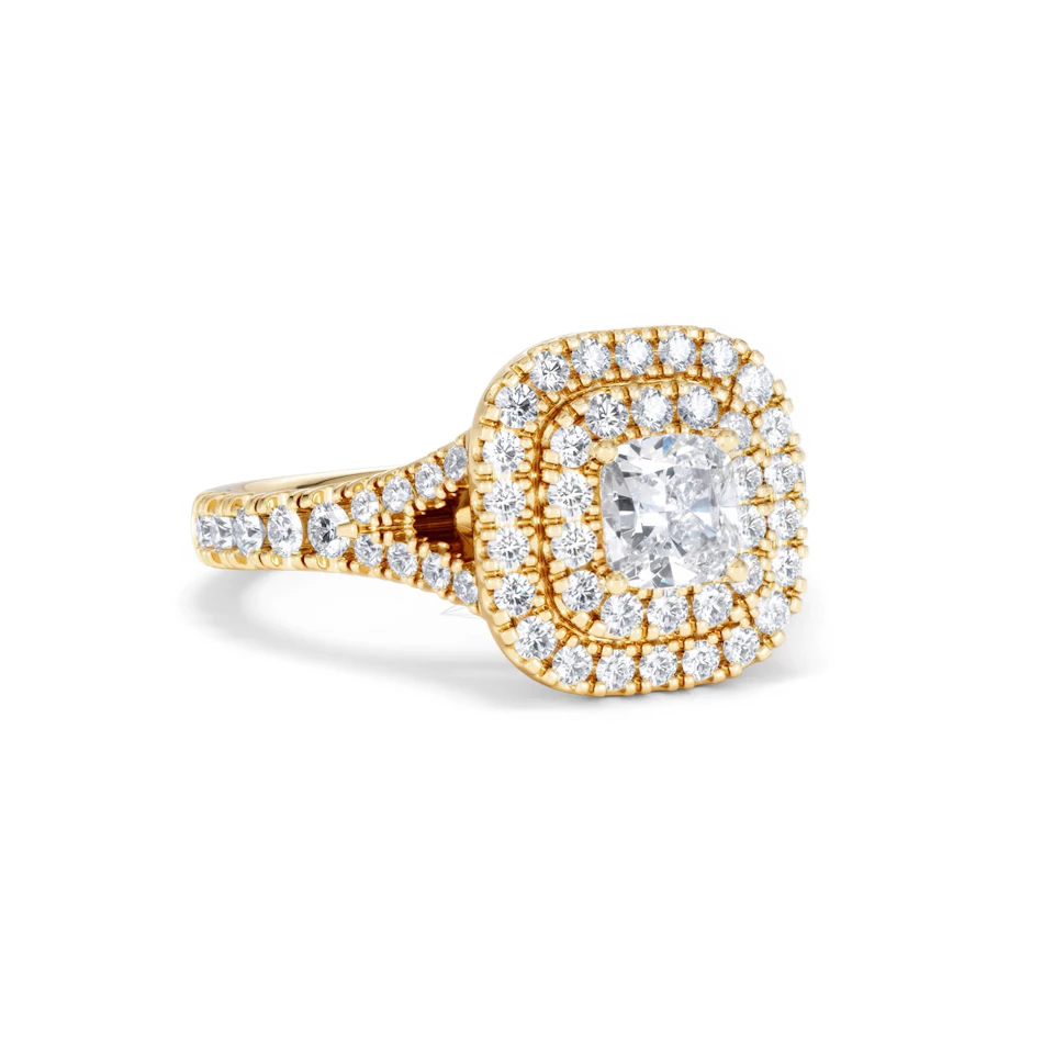 Anastasia Diamond Halo Engagement Ring in 18K Gold 1.30ct G/VS2